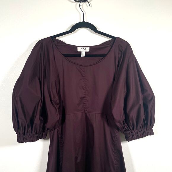 COS Dress 6 Puff Sleeve Midi Prairie Cottage Milkmaid Witchy Goth Flowy Pleated - Picture 10 of 16